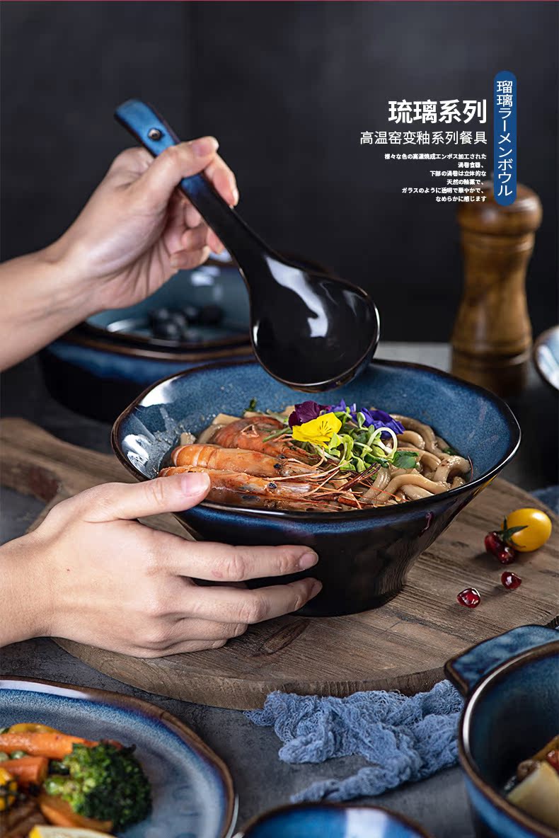 Japanese creative variable glaze ceramic tableware home meters large soup bowl bowl dish bowl soup plate mercifully rainbow such as bowl a salad bowl