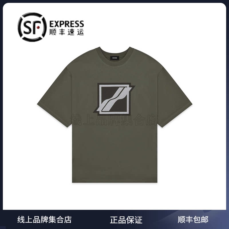 we11done welldone21ss new product vertical stripe three-dimensional square logo design short-sleeved T-shirt