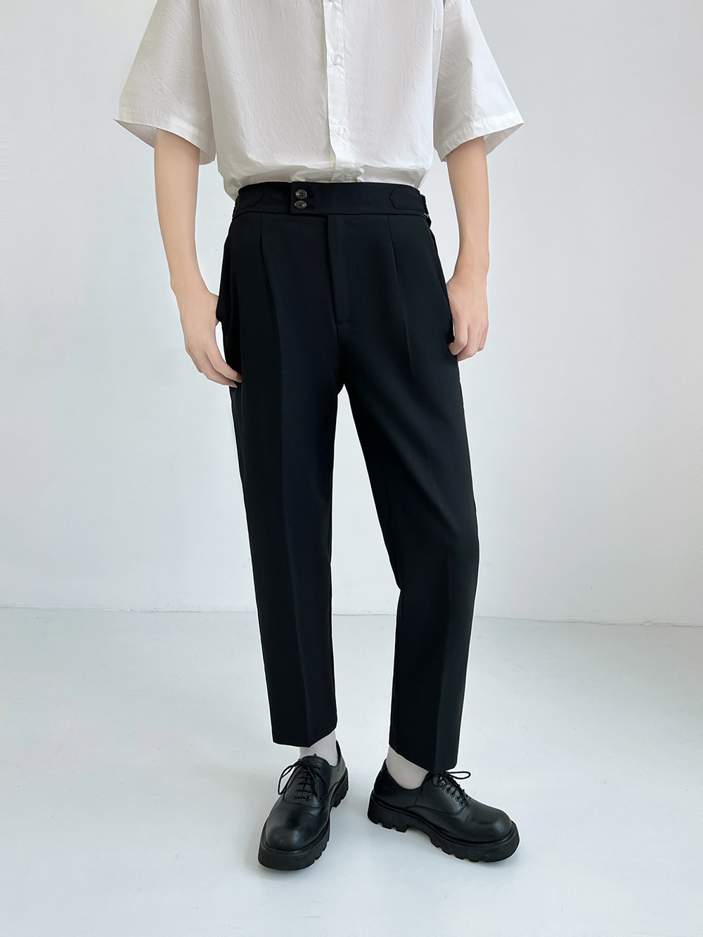 Неаполь небольшой брюки мужской свободный продвинутый драпировка девять очков весна талия случайный 𫔮 прямо костюм брюки 