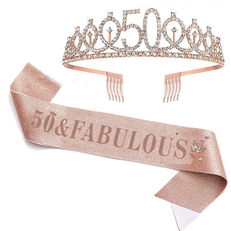 Number 40 50 60 Birthday Crown Rose Flower Ceremony Set Rhinestone Headband Belt Queen Party Supplies Number 40 50 60 Birthday Crown Rose Flower Ceremony Set Rhinestone Headband Belt Queen Party Supplies