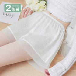 Safety pants for women, anti-exposure, non-curling, ice silk, high-waisted bottoming shorts, summer lace, loose, thin, at home, can be worn outside