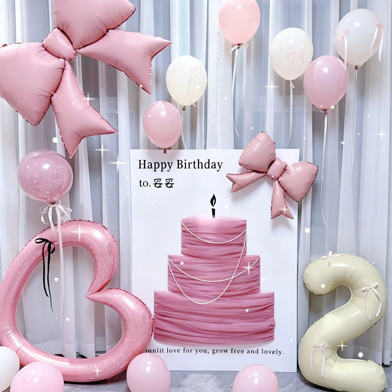 Pink Baby Party Theme Girl Baby Atmosphere Birthday Decoration Kt Board Scene Setup Background Wall Supplies