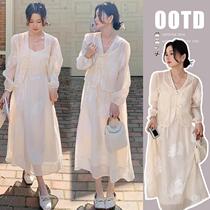 2024 Summer New Chinese Style Chinese Style Disc Button Embroidery Mid-Length Slim Fairy Loose Maternity Dress Two-piece Set