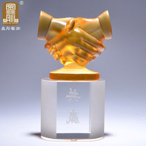 Win-win Glazed Pendulum Piece Handshake Win-Win Creative Business Project Cooperative Gift Craft Gift