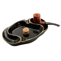 Lafuli pipe special ashtray gift box bone china ceramic 2-position cigarette Cup pipe rack to send Cork