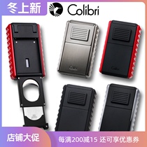 American Coleby Colibri Portable Cigar Three Fire Windproof Straight Lighter With Shear LI600C