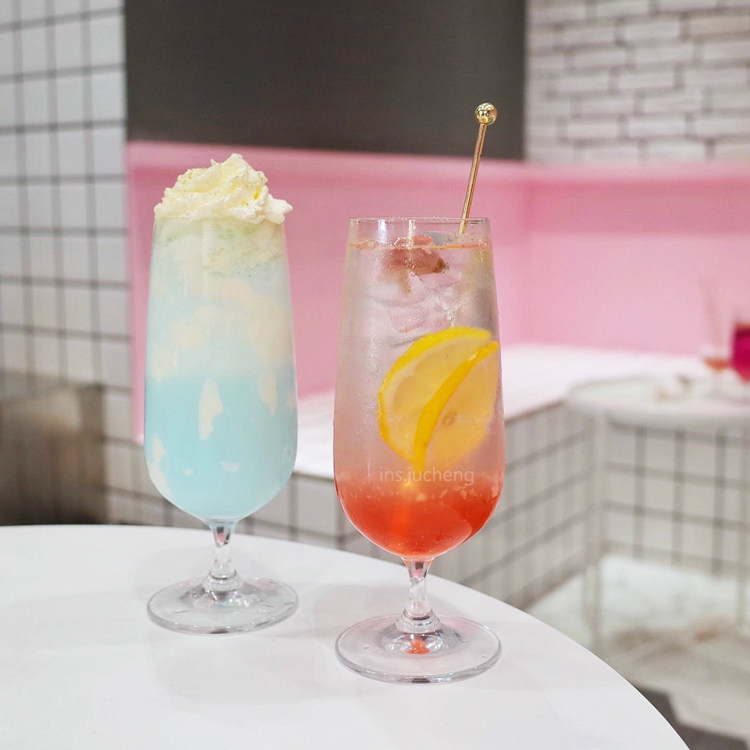 ins net red dining room drinks cups chie high foot glass cups bubble water glasses juice cups cocktail glasses