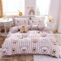 Full cotton four sets of light lavish children cartoon pure cotton small frescoed quilt cover Bed Hat Bed single-style bedding