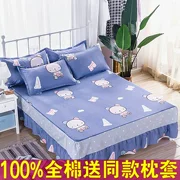 Khăn trải giường bằng vải bông đơn mảnh chống trượt 1,5 m 1,8m2 Giường lanh đặt giường nhóm giường bảo vệ bọc nệm bông