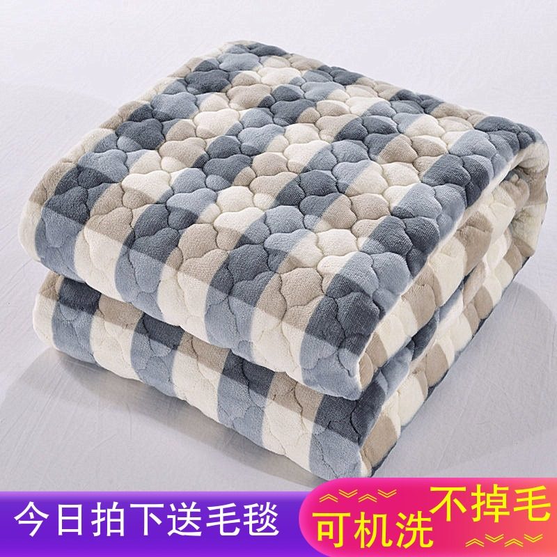 Student Plus Bed Linen Bed Bedding Single one-meter-five Dormitory Flannel flannel Flannel Cover Padded by Coral Suede 1 8m Mattresses