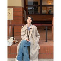 Summer Blue and Rain Senior Design Comfort Inn Wind Great Coat Autumn Retro knee long style Windcoat Jacket Lady Autumn