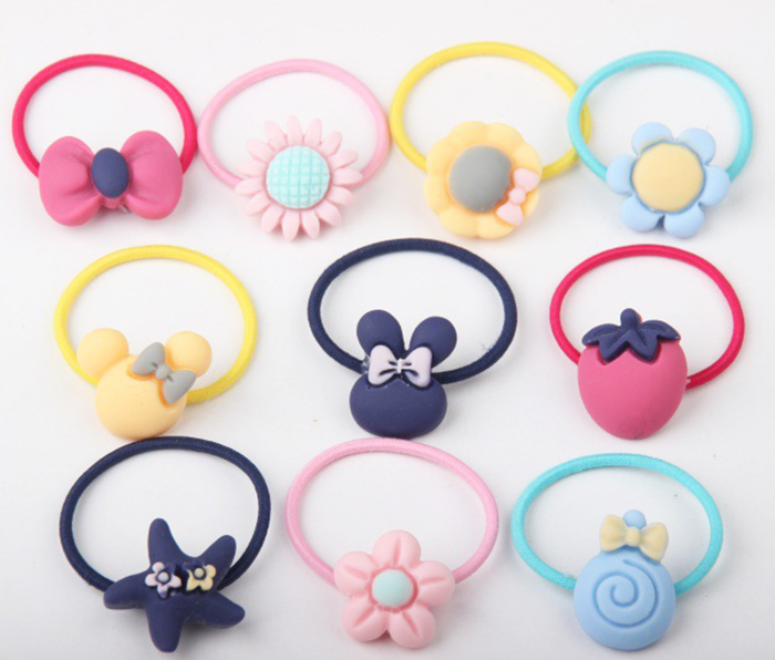 Automatic wholesale children flowers pearl string hair leather hair circle hair hair decoration headline cherry beads