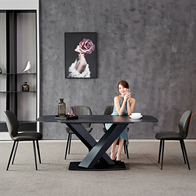 Italian minimalist rock tables rectangular designer creatively simple modern small household light luxury table and chair combination