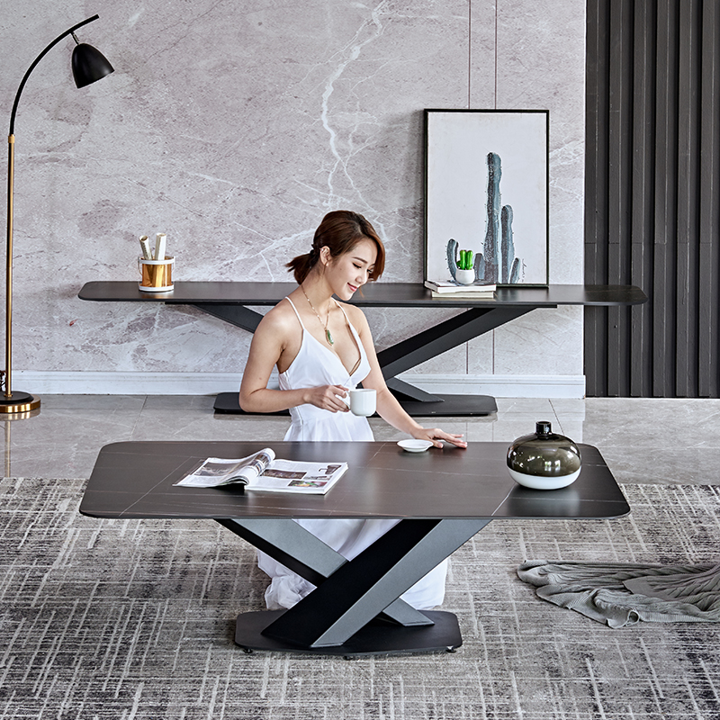 Italian Minimalist Import Rock Plate Tea Table Living Room Designer Creative Home Light Lavish Modern Tea Table TV Cabinet Combo