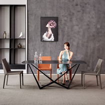 Italian imported rock board table small family dining table Nordic marble light luxury minimalist dining table and chair combination