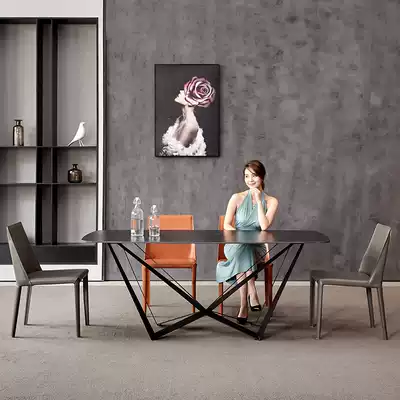 Italian imported rock board table small family dining table Nordic marble light luxury minimalist dining table and chair combination