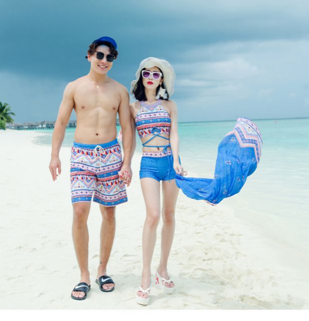 Cặp đôi đồ bơi mùa xuân bên bờ biển 2019 đồ bơi mới nam và nữ phù hợp với váy dài kỳ nghỉ trăng mật cặp đôi đồ bơi - Vài đồ bơi 	đồ đôi đi biển cho mẹ và bé trai