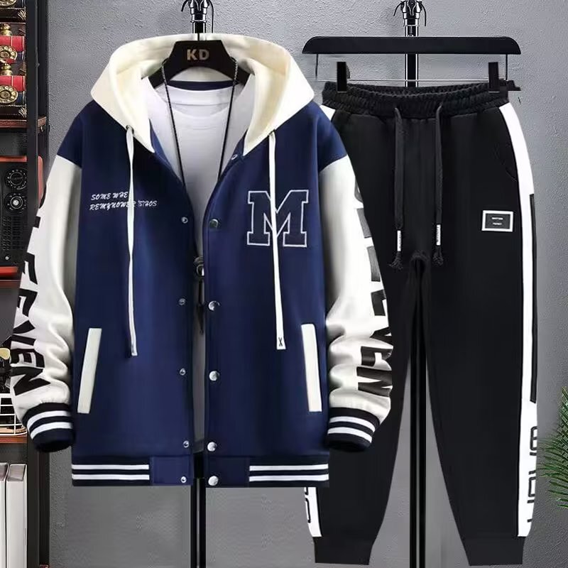 Sweatshirt Cardigan Jacket Men's Large Size Suit Youth Spring and Autumn Style Sports Junior High School Student Handsome Men's Clothing Baseball Uniform