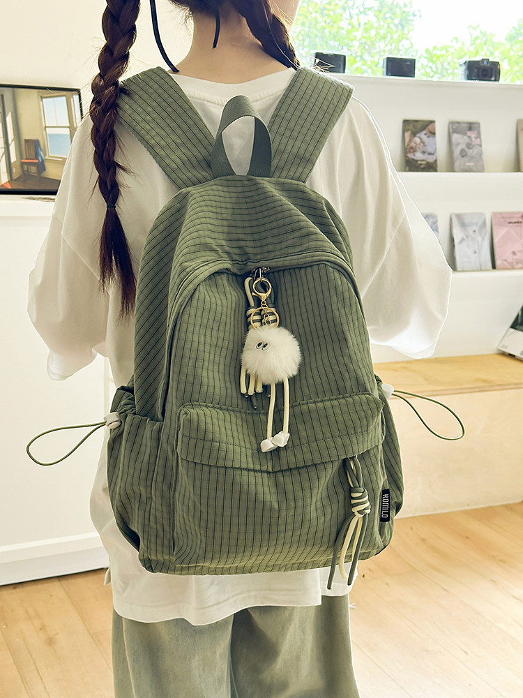 Backpack for Women, Simple and Versatile, Forest Style Plaid ins Style, College Student Bag, Niche Design, Travel Backpack