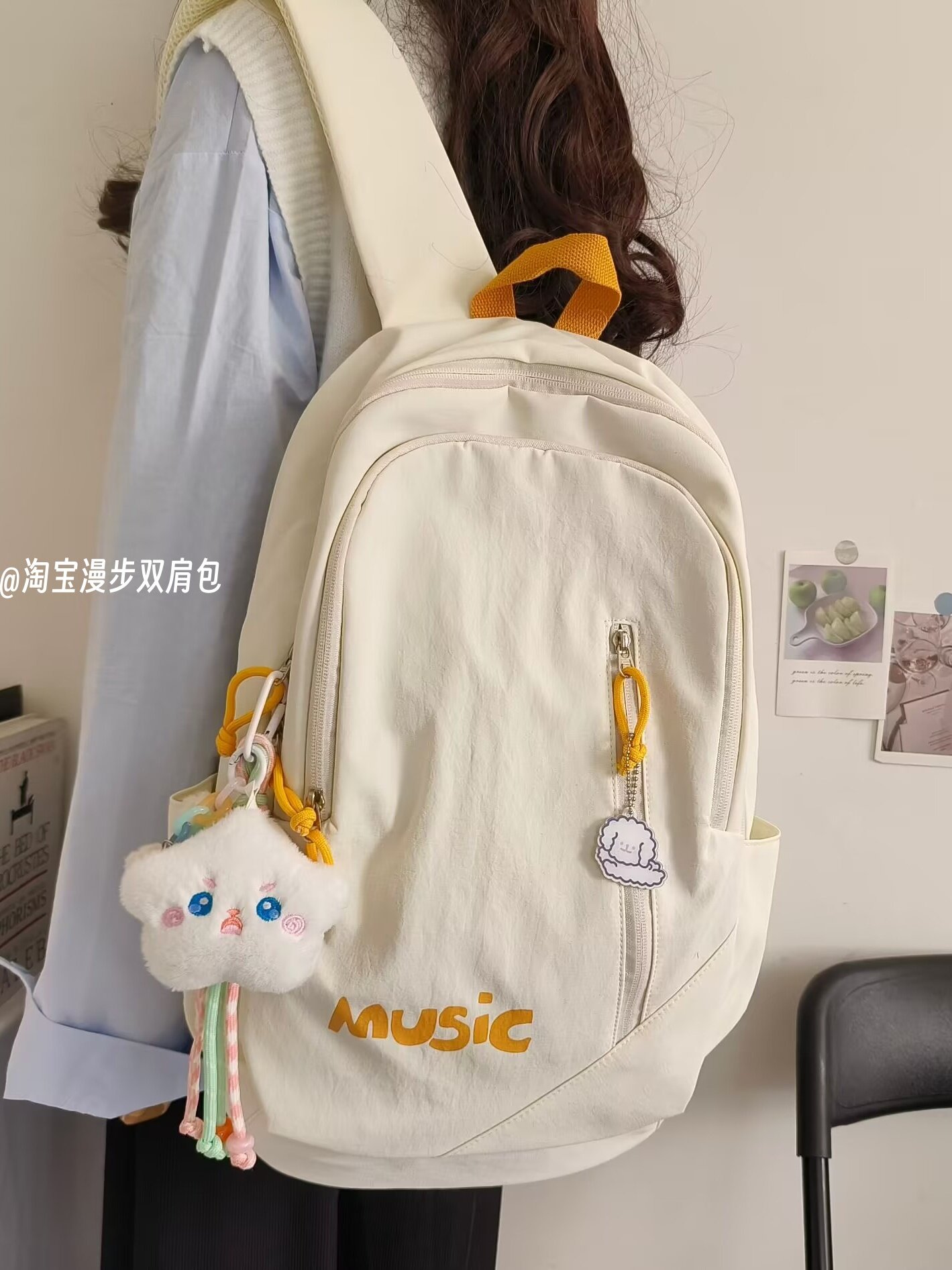 School Bag for Female Middle School Students, Simple and Versatile, Trendy Letter Backpack, Computer Bag, Hiking Travel Bag, Backpack for College Students, Trendy
