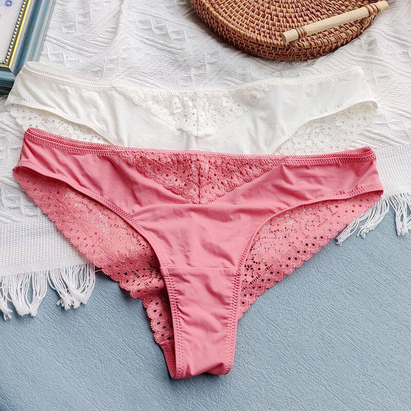 European and American foreign trade single-tailed underwear feminine low-waist half-pack hip antibacterial seamless briefs lace transparent summer