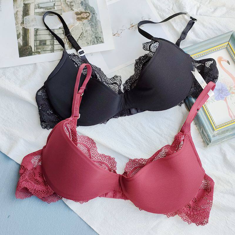 Red This year European and American Comfort Bra Women Feel Thin Cotton Cups Comfort Lace edge Poly Breathable Underwear Bra