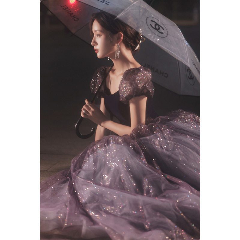 Banquet evening dress 2021 autumn princess at large banquet host students can wear a tutu dress during the art test