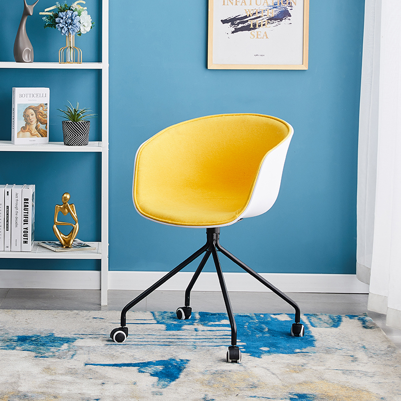 Modern Nordic simple fashion casual office linen home desk steel backrest computer armrest sliding wheelchair