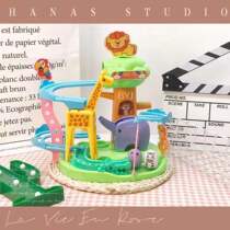 Zoo tumbler slide toy somersault tendon bean inertia rolling ball multi-layer track building block toy