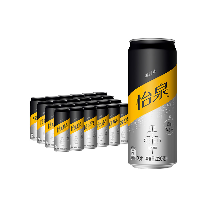 怡泉原味苏打水 +C柠檬味气泡水汽水整箱装330ml*24罐可口可乐