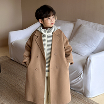 okaidi childrens clothing new style boys winter clothing double-sided cashmere woolen coat childrens style woolen thickened Korean style coat