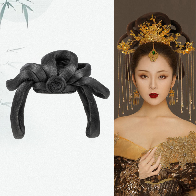 Ancient costume Hanfu wig phoenix crown hair bun female Tang Feng noble concubine deformable hair ring photo performance plate hair multi-purpose hair bag