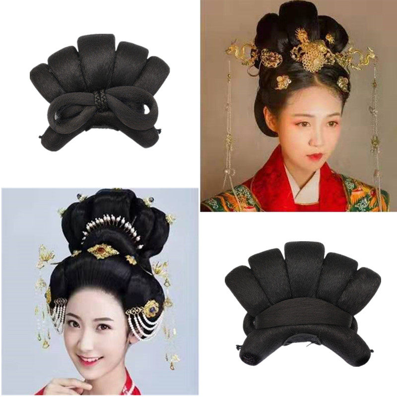 Ancient Dress Photo Gallery Ancient Wind Hanfu Performance Styling Don Dress Hair Bag Hair Sky Hair Hair Bag Hair Wig Pumpen-Pumpkin Hair Bag