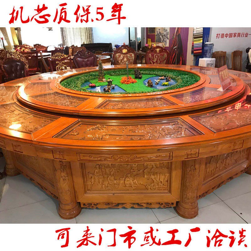 Hotel Dining Table All Oak Artisanal Engraving With Music Fountain Electric Dining Table Luxury Club Carved Dining Table Direct