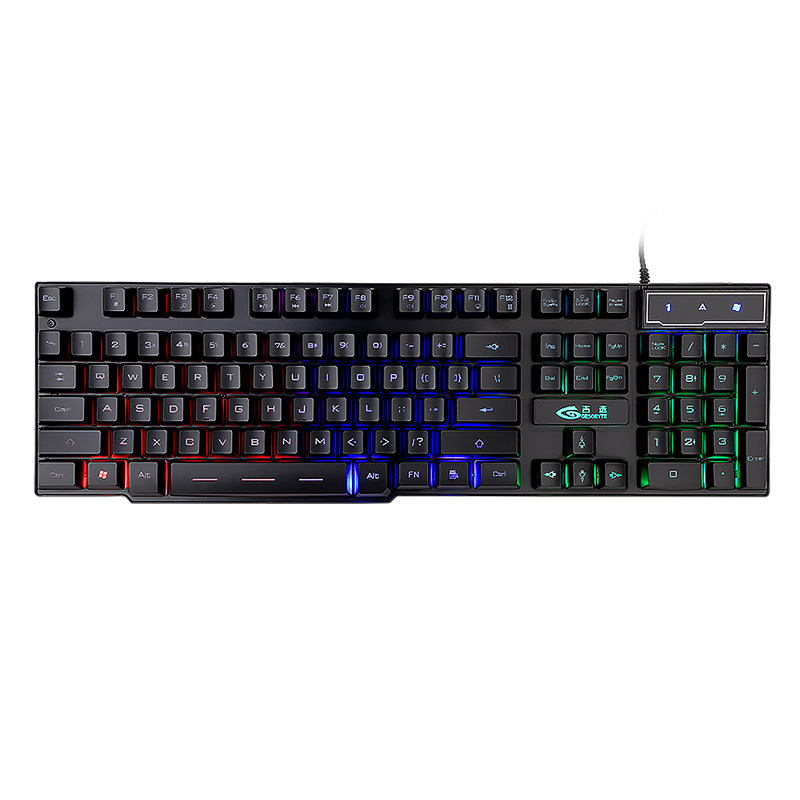 Ji Xing (GESOBYTE)KB860 rainbow backlight imitation mechanical feel wired game notebook keyboard Black