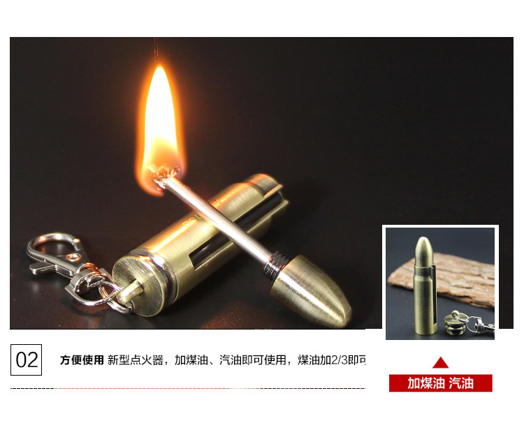 Sáng tạo vỏ đạn đánh lửa di động ngoài trời dính Flint không thấm nước 10.000 lần phù hợp với dầu hỏa nhẹ hơn - Bật lửa bán bật lửa đẹp giá rẻ