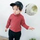 Áo thun trẻ em mùa đông mới cổ cao cộng với nhung nam trẻ em đáy quần bé áo sơ mi dài tay trẻ em sọc quần áo áo thun trẻ em