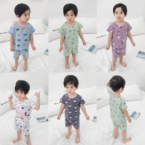 Childrens pajama suit 2020 summer new printed boy two-piece set baby Foreign style tide clothes baby home clothes