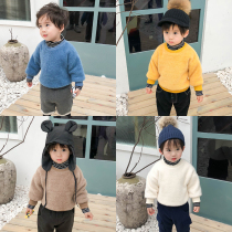 Baby sweater 2021 Winter New plus velvet padded high neck neck warm clothes male childrens coat baby Foreign tide clothes