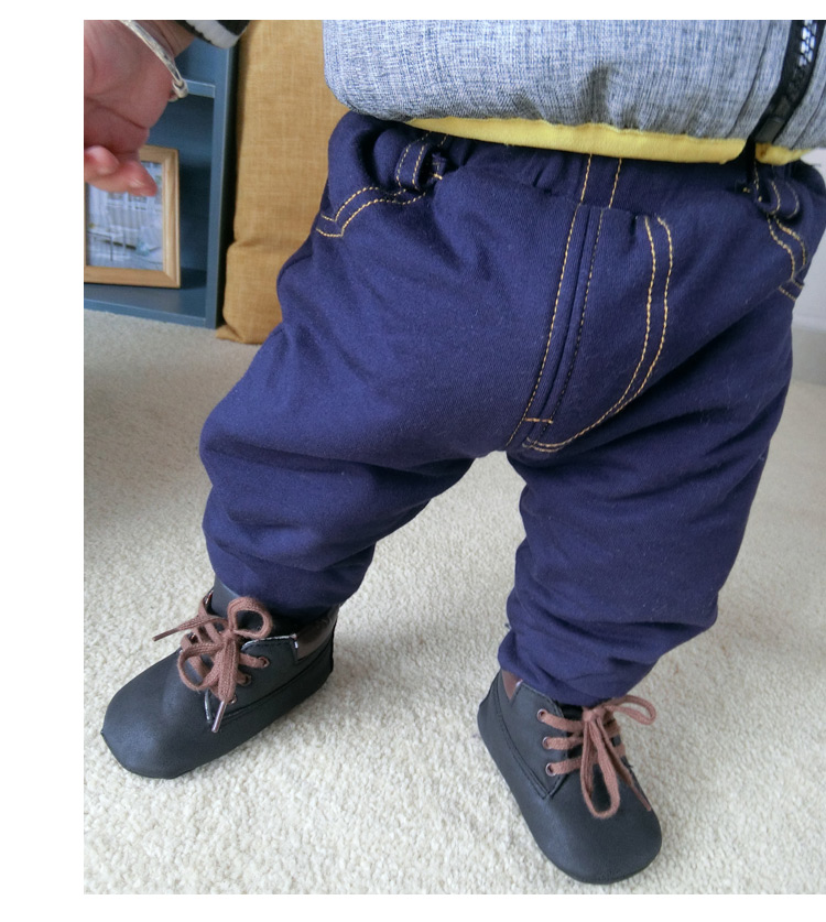 Quần bé quần mùa đông cộng với quần nhung ấm Quần thường quần bé trai bé trai quần jeans dày quần trẻ em - Quần quần cotton bé trai