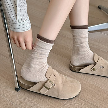 Japanese retro color-blocked striped student mid-calf socks
