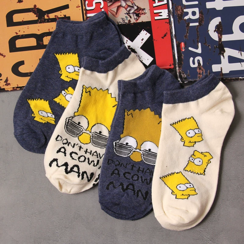 Simpson phim hoạt hình mùa thu và mùa đông vớ ống bốn mùa vớ cotton cá tính Hàn Quốc đôi vớ đường phố vớ thủy triều nam và nữ - Vớ sợi tre
