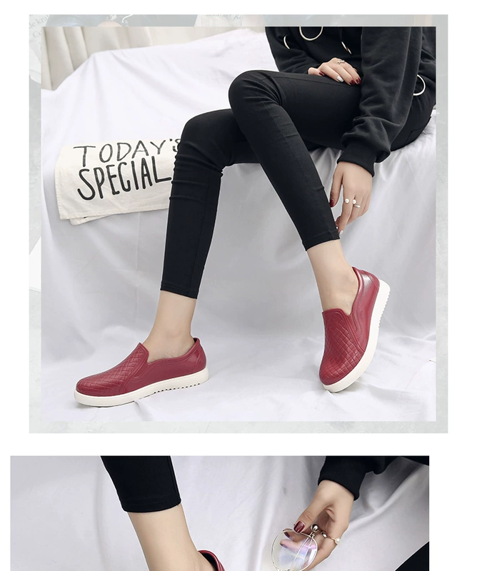Thời trang giày đi mưa nữ Hàn Quốc dễ thương giày nước mưa giày ống ngắn dành cho người lớn giày cao su không thấm nước chống trượt bàn đạp nhà bếp