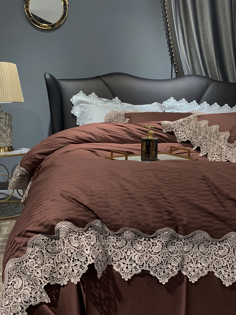 Villa Light Luxurious 100S Horse Cotton All Cotton Jacquard Four Pieces Lace Lace Lace Quilt Cover Pure Cotton American Bed Supplies