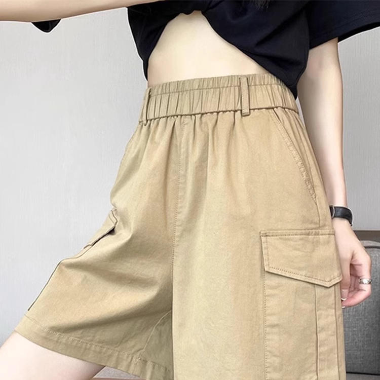 Workwear A-Line Shorts Plus Size for Women, Fat-Friendly, Tummy-Concealing, Slimming, High-Waisted, Wide-Leg, Casual Five-Point Shorts, Summer Loose and Versatile