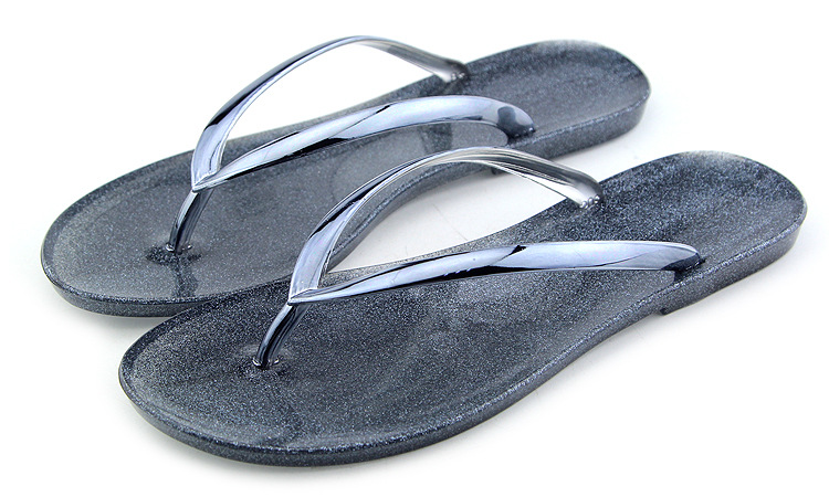 New Hàn Quốc màu rắn tinh thể trong suốt flip-flops non-slip bãi biển dép dép dép đi trong nhà phẳng phụ nữ mùa hè