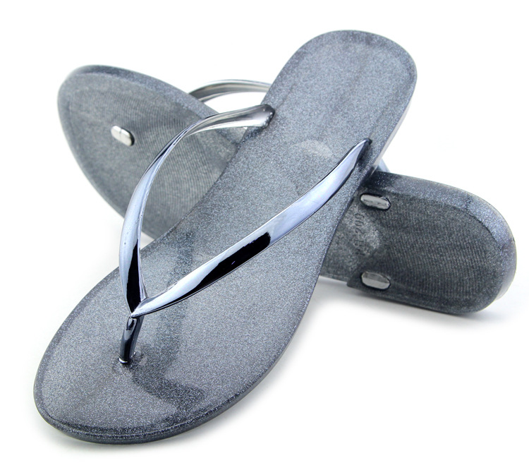 New Hàn Quốc màu rắn tinh thể trong suốt flip-flops non-slip bãi biển dép dép dép đi trong nhà phẳng phụ nữ mùa hè