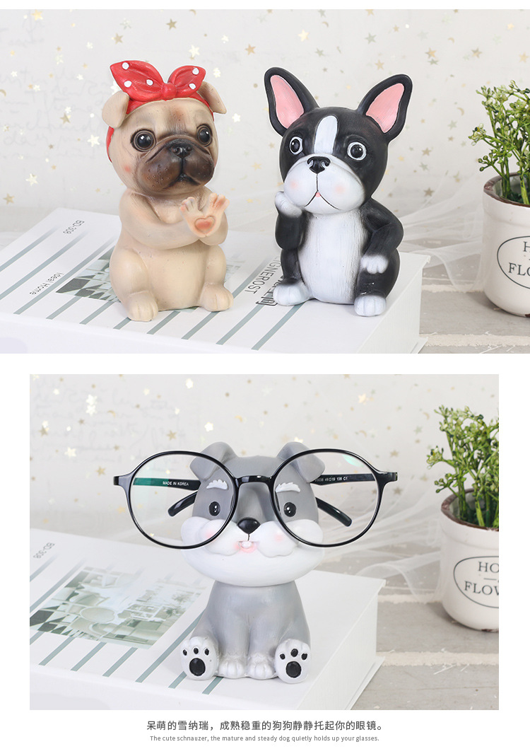 Puppy kính kệ trang trí trưng bày đứng bàn trang trí dễ thương phim hoạt hình Keji sáng tạo nhựa lưu trữ giá - Kính khung gọng kính
