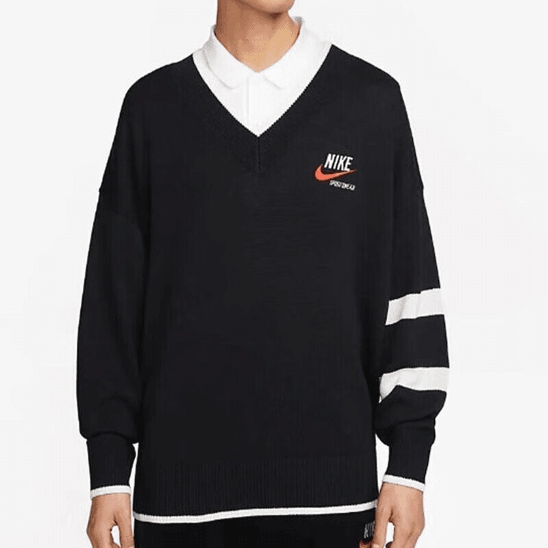 Nike/Nike American Retro Knitwear V-Neck Sweatshirt College Style Sweater Pullover Dx0009-010