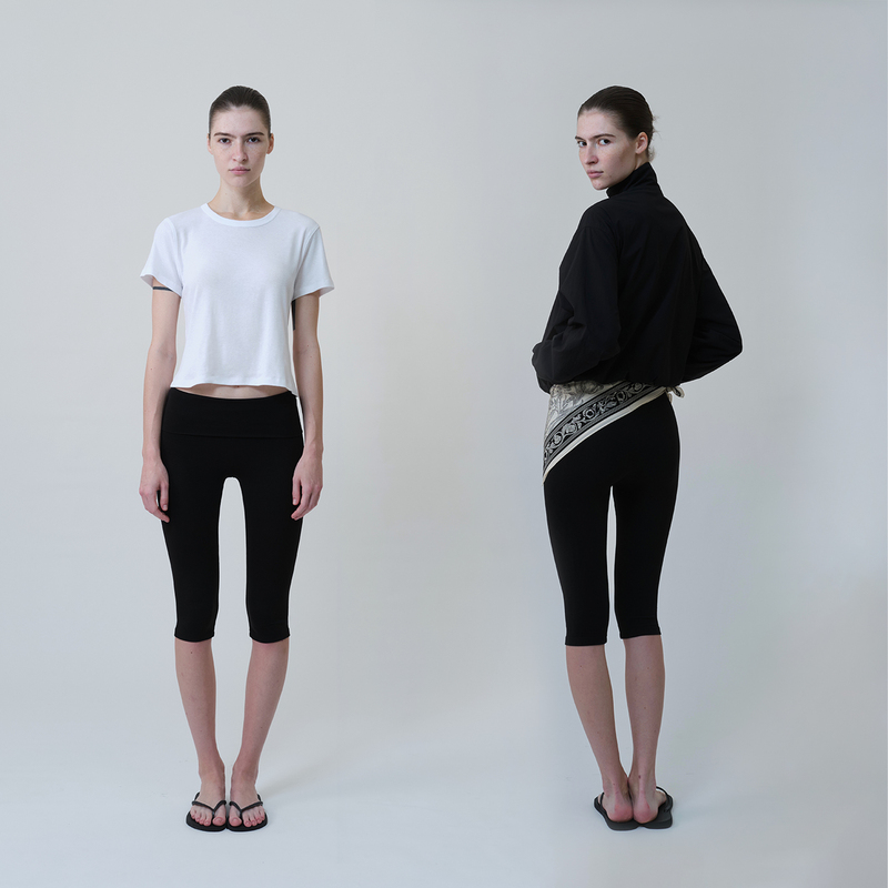 Aolol Naked-Feel Series_Capripants Foldable Waist Cropped Casual Pants Women's Sports Slim Leggings